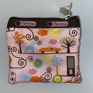 Lesportsac Retired Print (Spring 2007) POODLE PARK NWT Tissue Coin Case Pouch